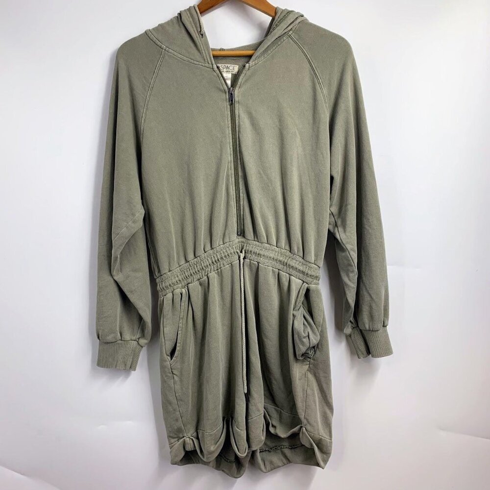 L*SPACE Women's Zip Up Long Sleeve Cotton Hoodie Romper Size L